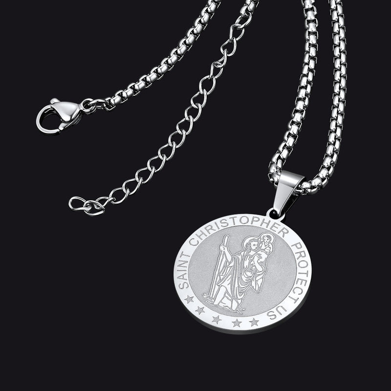 Round St. Christopher Medallion Necklace for