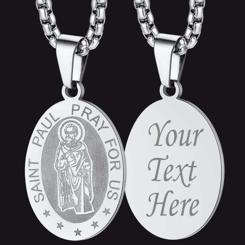St Saint Paul Necklace Engraved Patron Saints Medal Jewelry