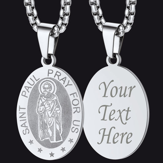 St Saint Paul Necklace Engraved Patron Saints Medal Jewelry