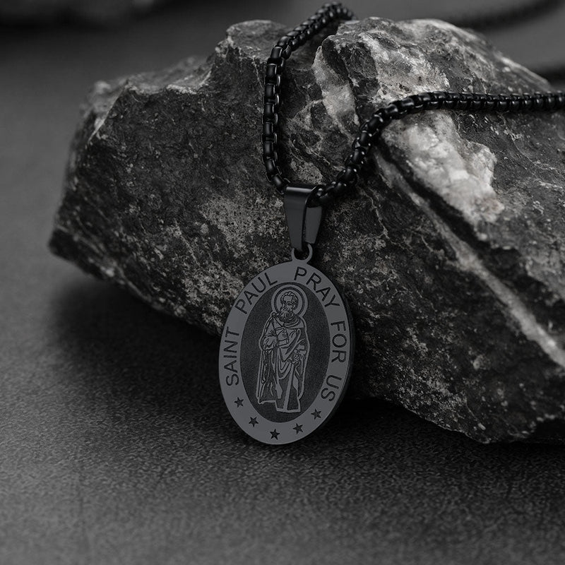 St Saint Paul Necklace Engraved Patron Saints Medal Jewelry