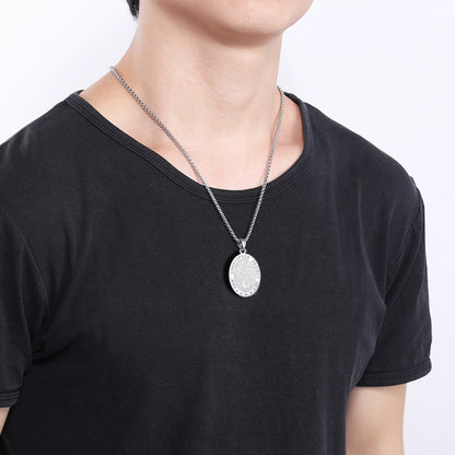 Oval Christian Saint Christopher Protection Medal Necklace for
