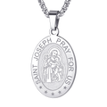 Saint Joseph Engraved Necklace Catholic Saints Medal