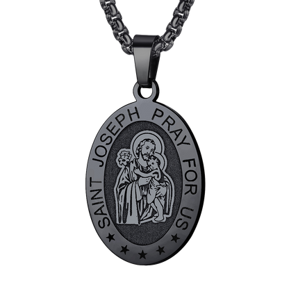 Saint Joseph Engraved Necklace Catholic Saints Medal