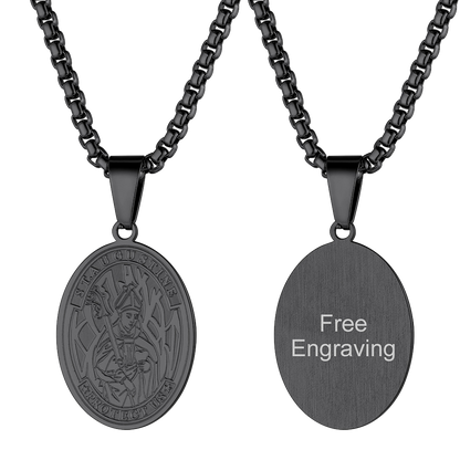 Engraved Saint Augustine Necklace Catholic Medal Necklace