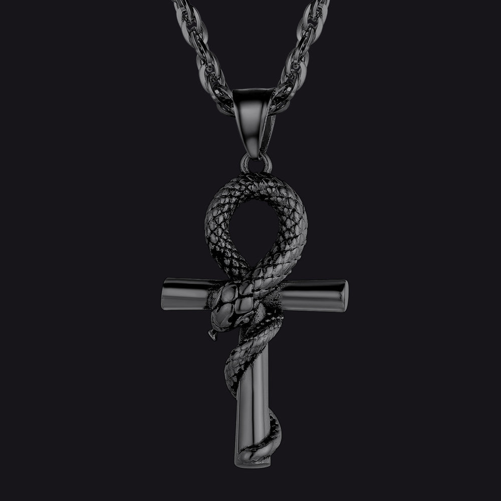 Snake Ankh Cross Necklace Egyptian Pendant for