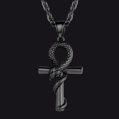 Snake Ankh Cross Necklace Egyptian Pendant for