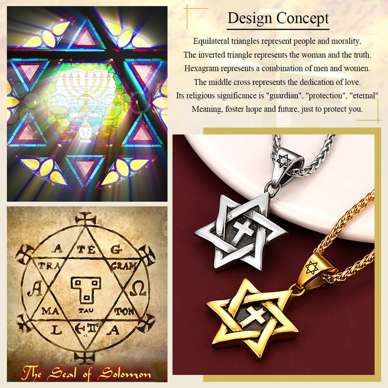 Jewish Star of David With Cross Necklace for