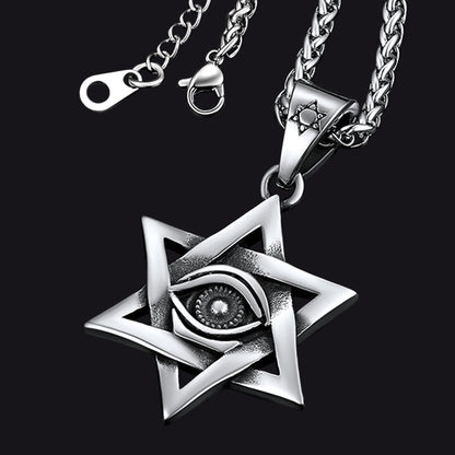 Star of David Necklace Pendant With Eye of God for