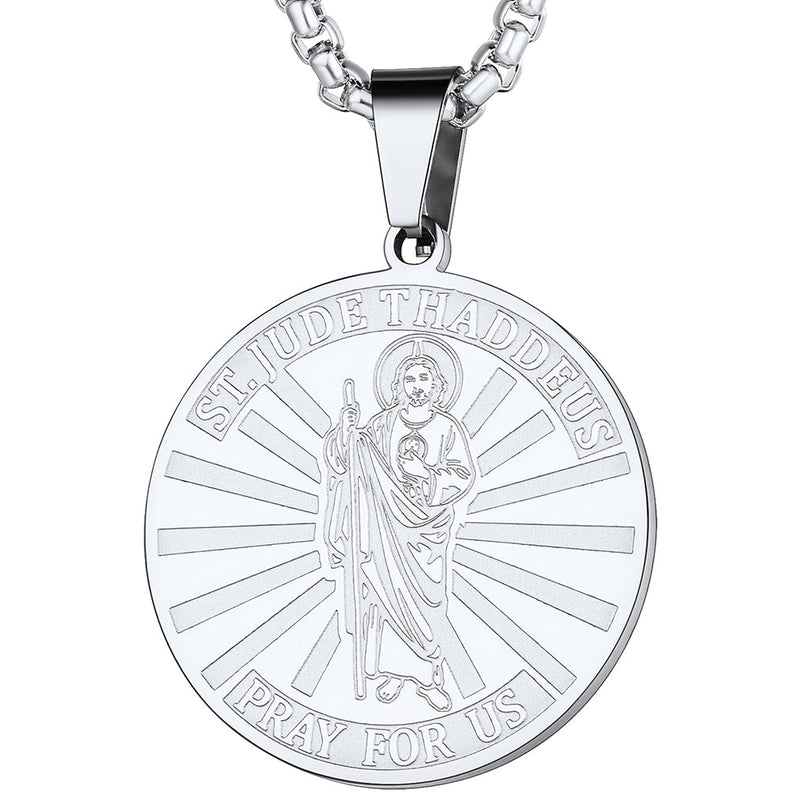 Religious Saint Jude Medal Necklace for