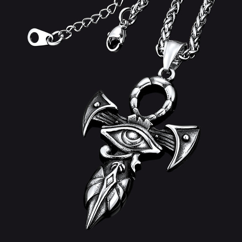 Egyptian Ankh Cross Necklace With Eye of Horus for