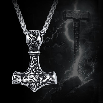 Norse Viking Thor's Hammer Necklace Mjolnir Pendant for