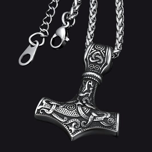 Norse Viking Thor's Hammer Necklace Mjolnir Pendant for