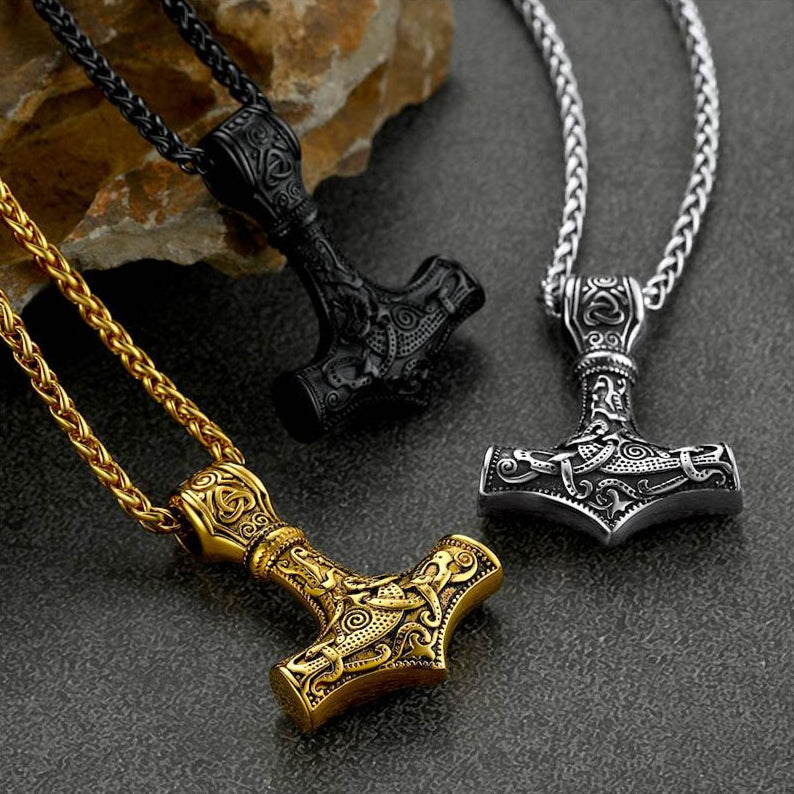 Norse Viking Thor's Hammer Necklace Mjolnir Pendant for