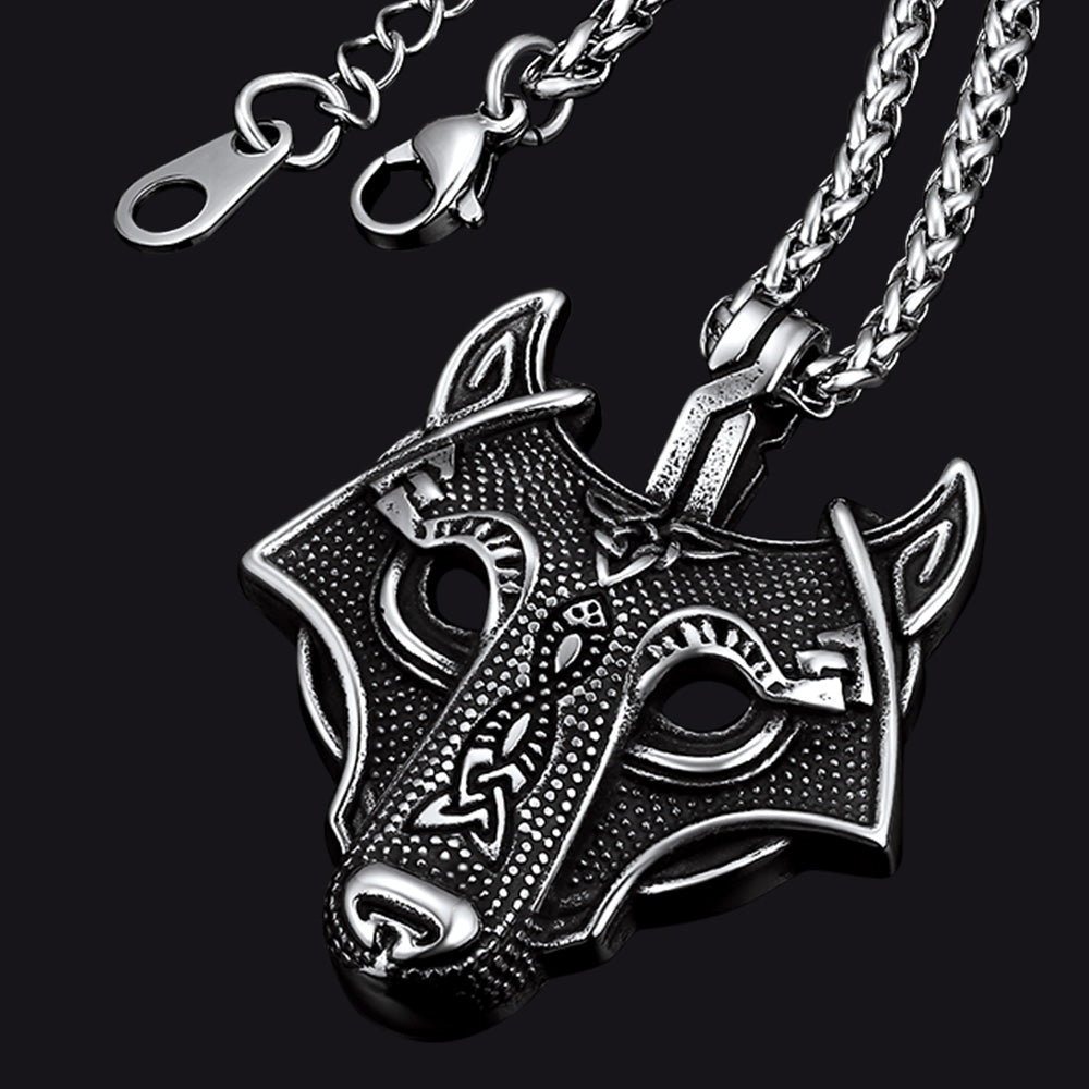 Norse Viking Celtic Wolf Necklace Amulet Jewelry for