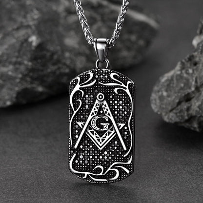 Engraved Masonic Freemason Dog Tag Necklace for