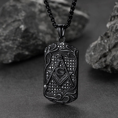 Engraved Masonic Freemason Dog Tag Necklace for
