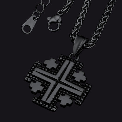 Religious Jerusalem Cross Necklace Stainless Steel