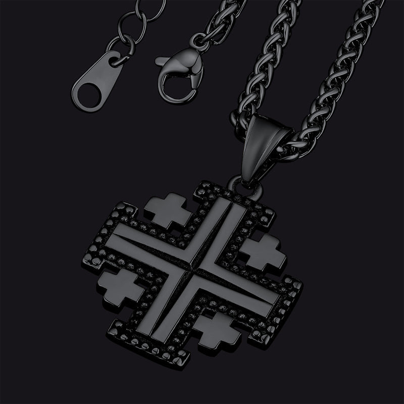 Religious Jerusalem Cross Necklace Stainless Steel