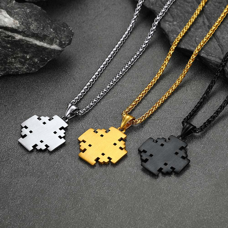 Religious Jerusalem Cross Necklace Stainless Steel
