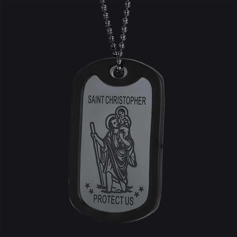 Custom Engraved Saint Christopher Dog Tag Necklace for
