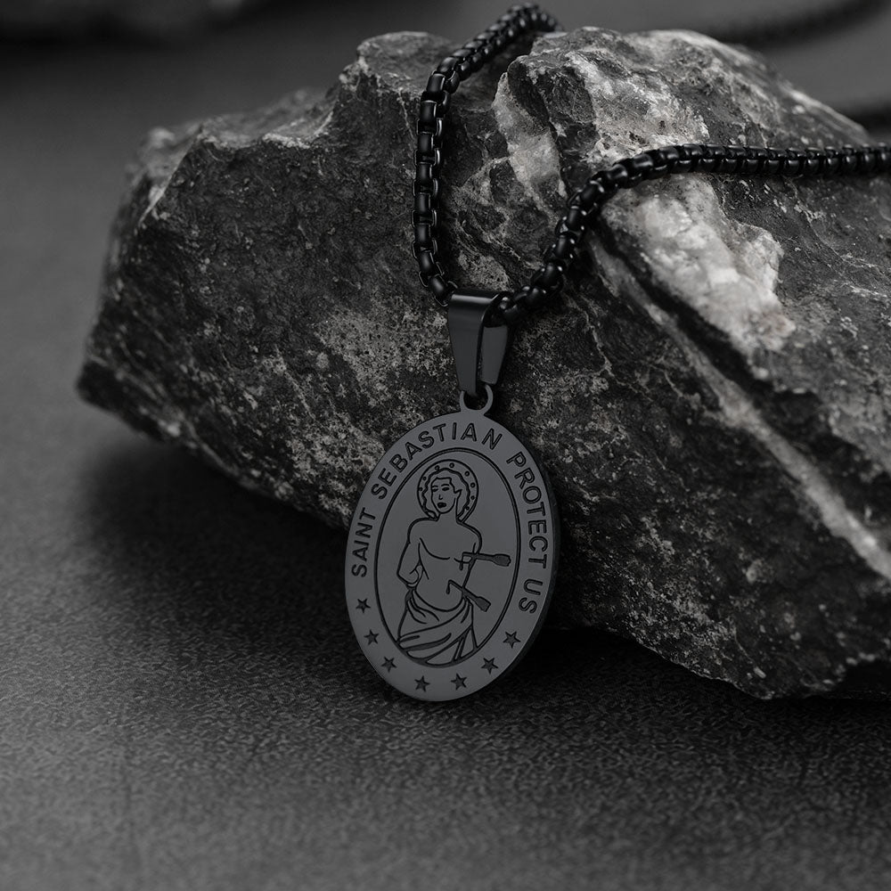St Sebastian Basketball Medal Necklace for