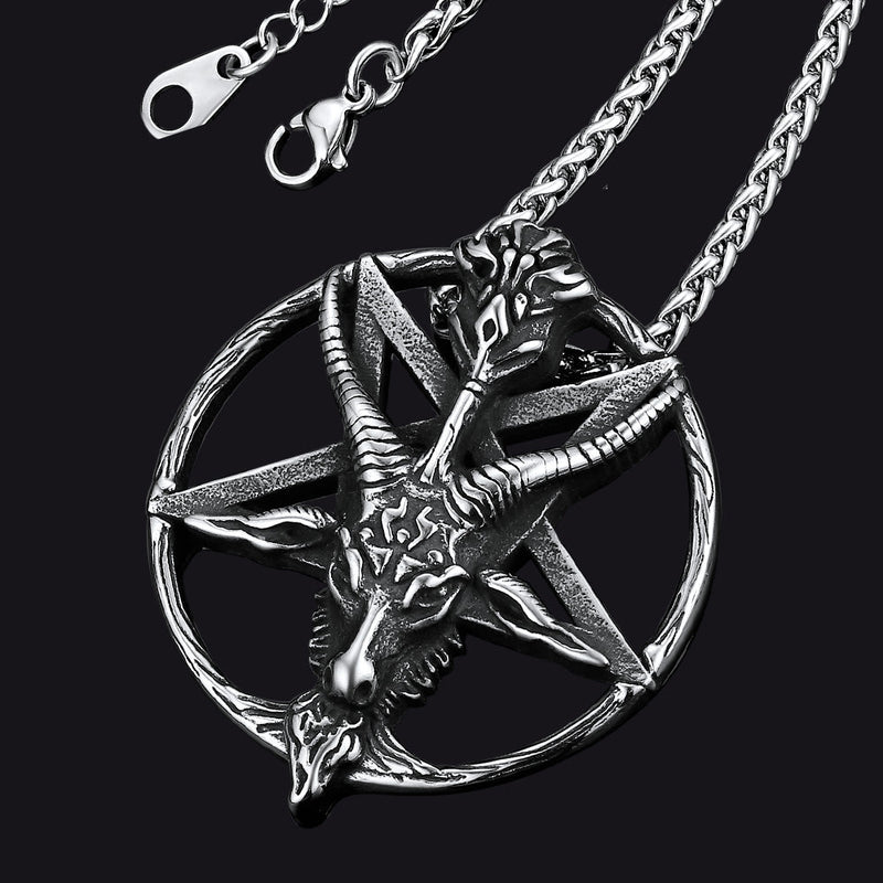 Satanic Baphomet Goat Pentagram Necklace