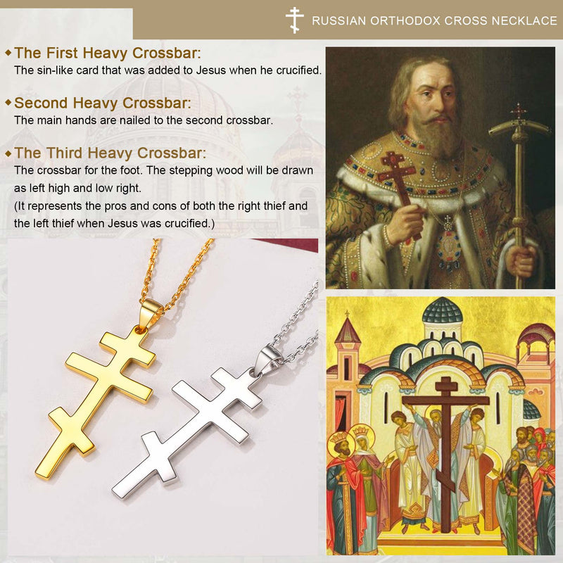 Sterling Silver Russian Orthodox Cross Necklace