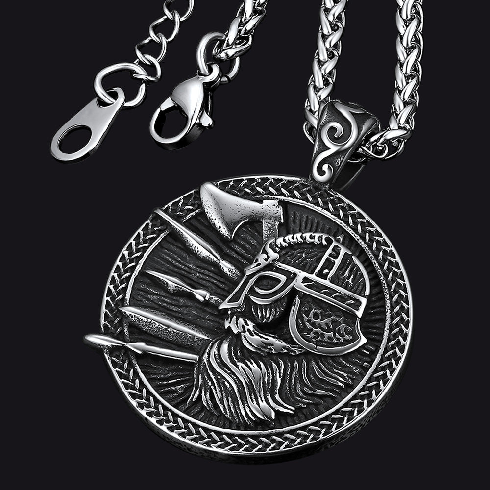Norse Viking Odin Warrior Pendant Necklace for