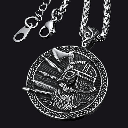 Norse Viking Odin Warrior Pendant Necklace for