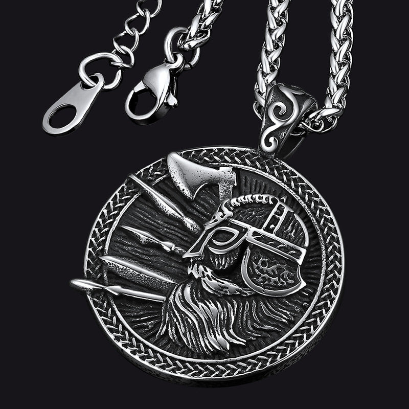 Norse Viking Odin Warrior Pendant Necklace for