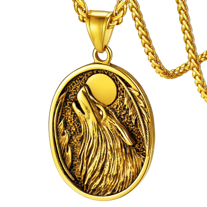 Norse Viking Wolf Pendant Necklace for