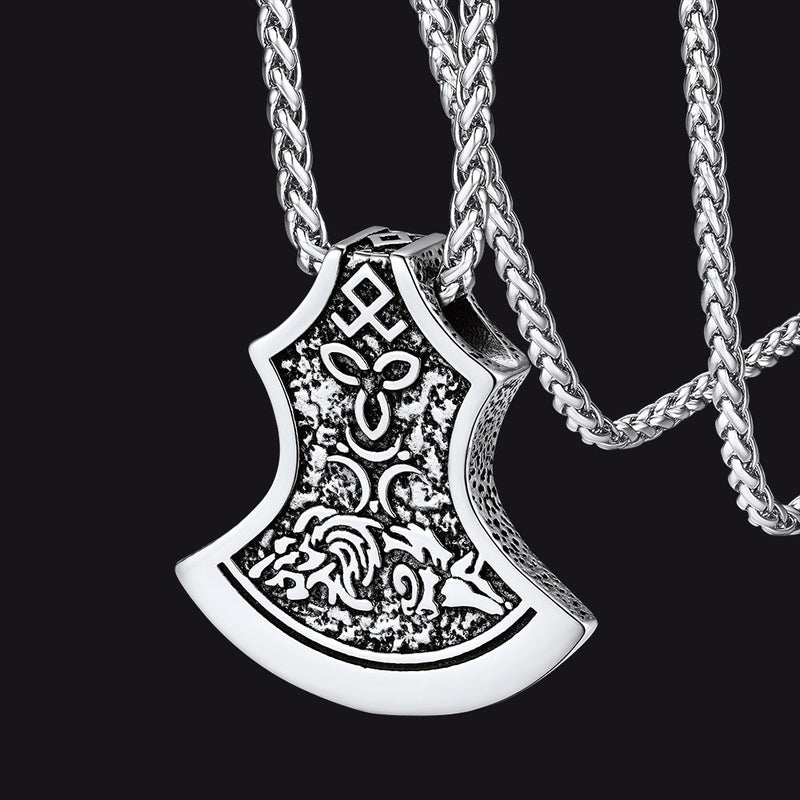 Flash Battle Axe Viking Celtic Knot Necklace for