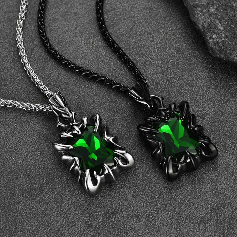 Gothic Crystal Ruby Dragon Claw Necklace for
