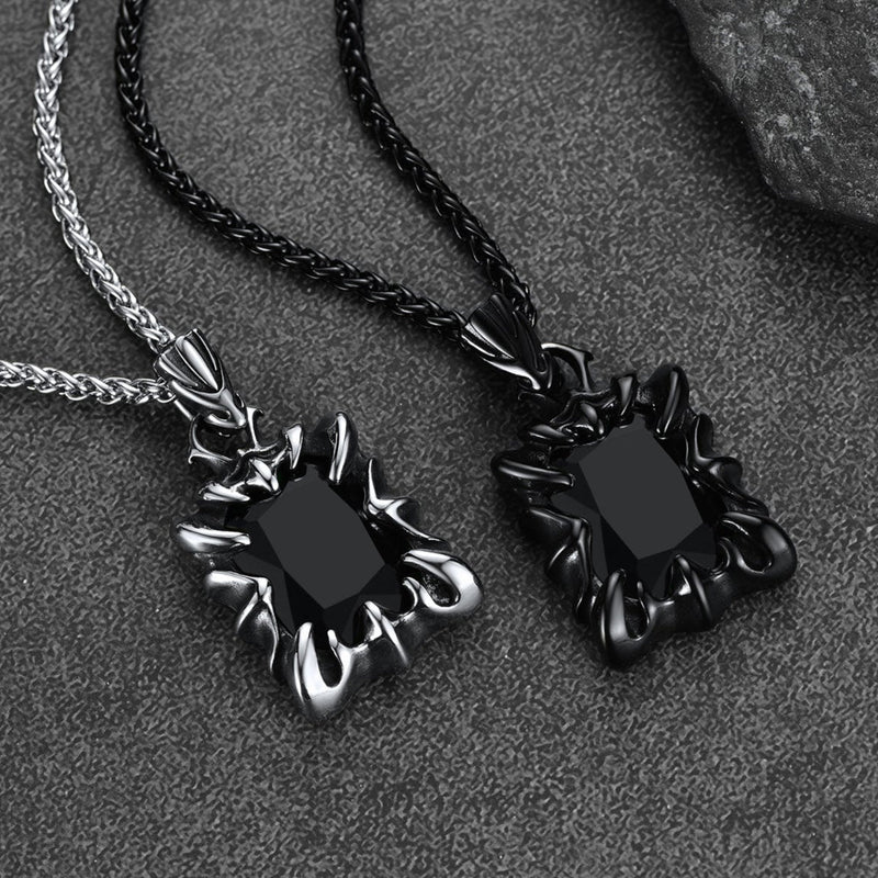 Gothic Crystal Ruby Dragon Claw Necklace for