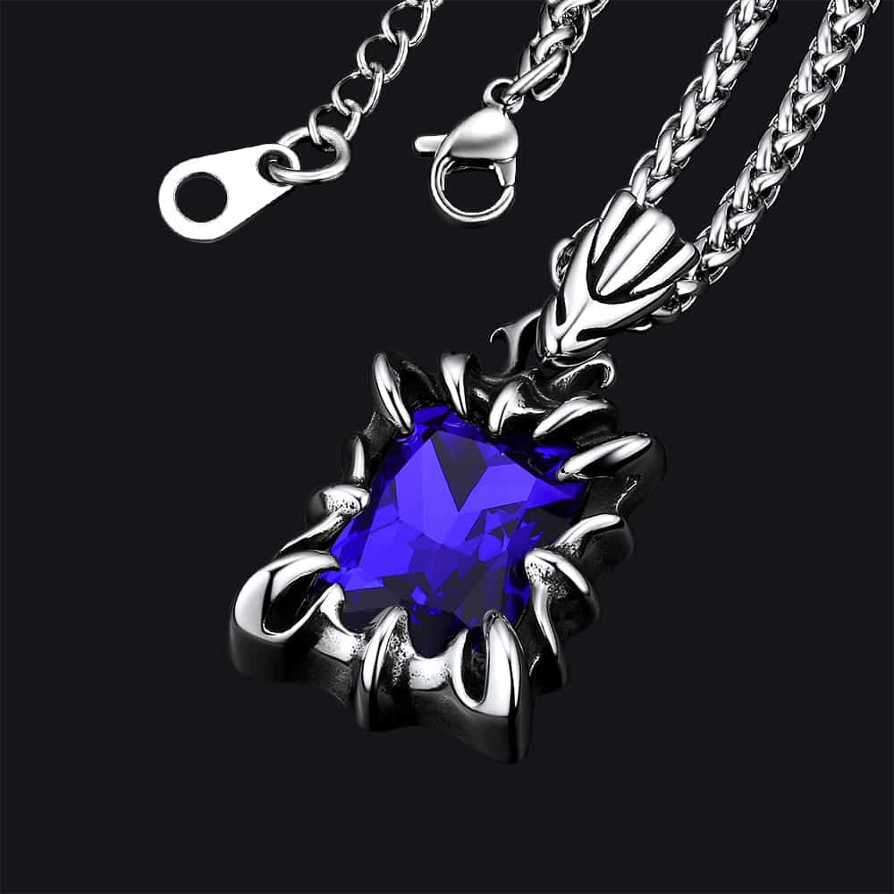 Gothic Crystal Ruby Dragon Claw Necklace for