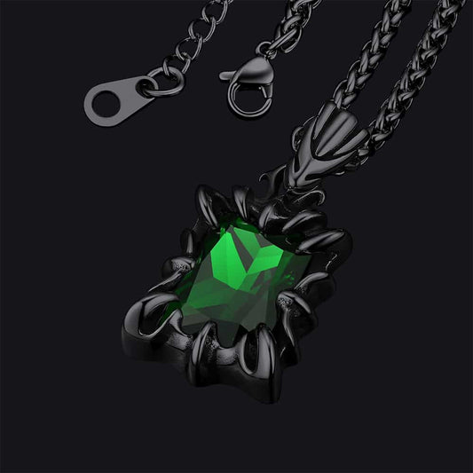 Gothic Crystal Ruby Dragon Claw Necklace for