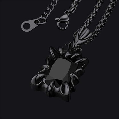 Gothic Crystal Ruby Dragon Claw Necklace for