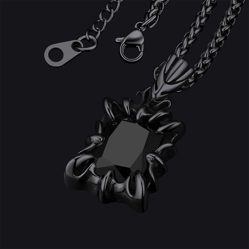 Gothic Crystal Ruby Dragon Claw Necklace for