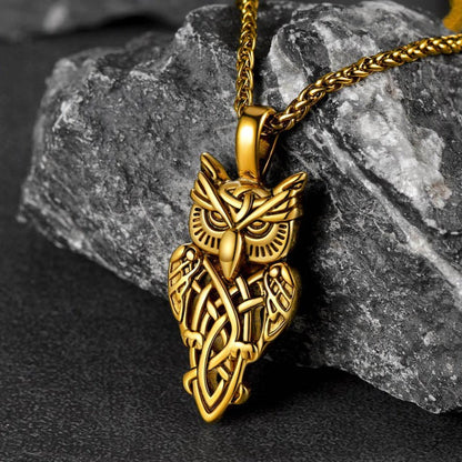 Celtic Owl Pendant Necklace Amulet Jewelry for