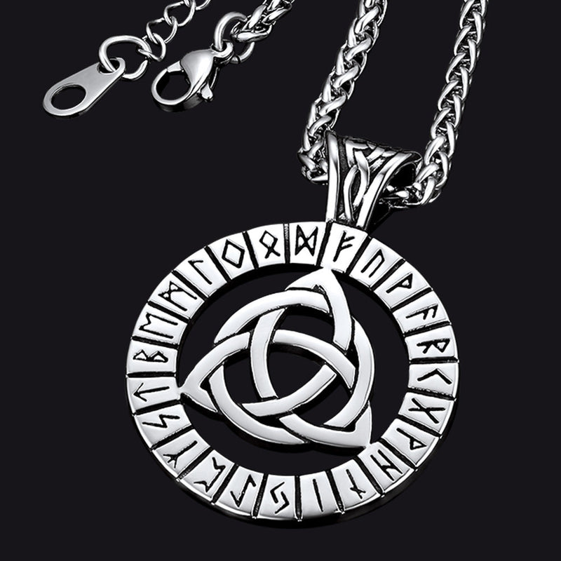 Celtic Knot Necklace With Viking Runes for