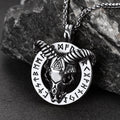 Baphomet Satanic Goat Necklace With Viking Runes for