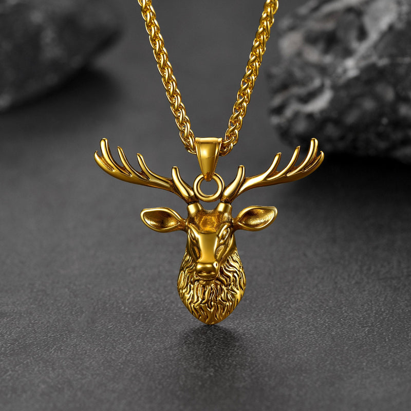 Viking Deer Necklace Pendant for