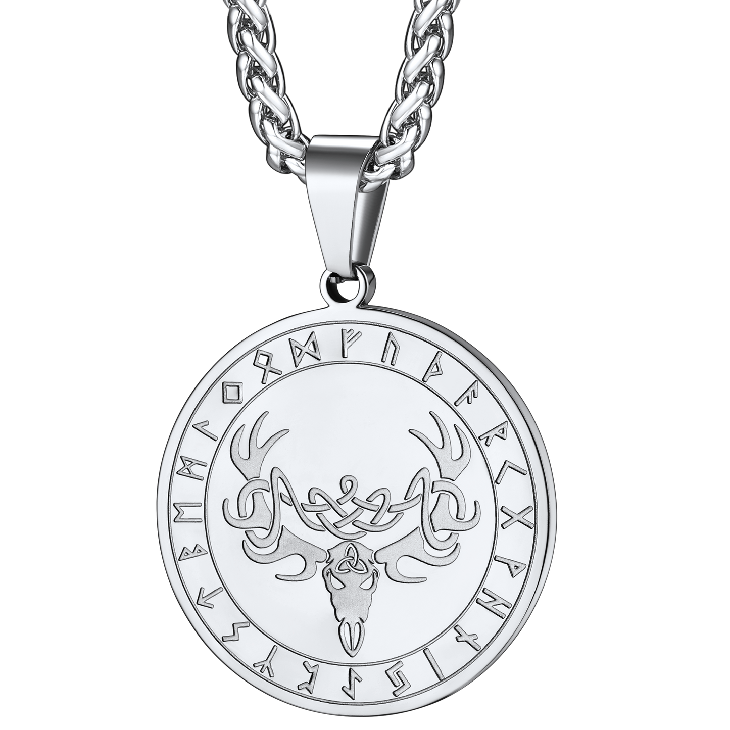Flash Stainless Steel Norse Viking Deer Necklace for