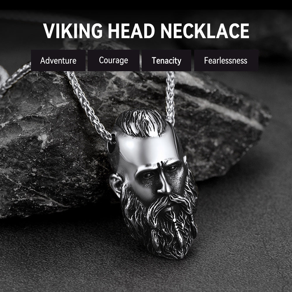 Flash Nordic Viking Head Necklace Amulet Jewelry for