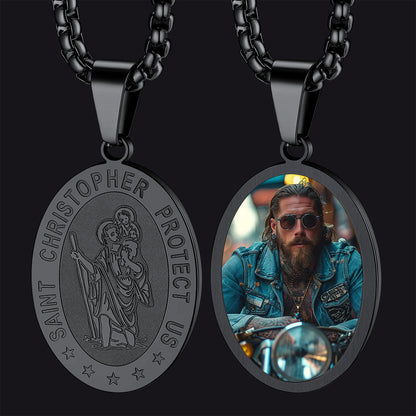 Personalized Saint Christopher Picture Necklace for