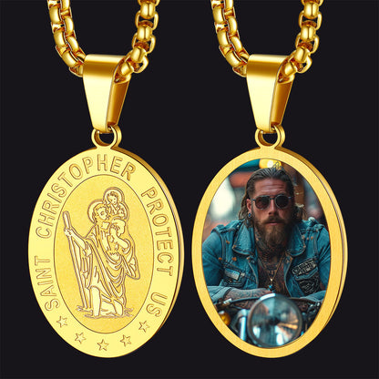 Personalized Saint Christopher Picture Necklace for