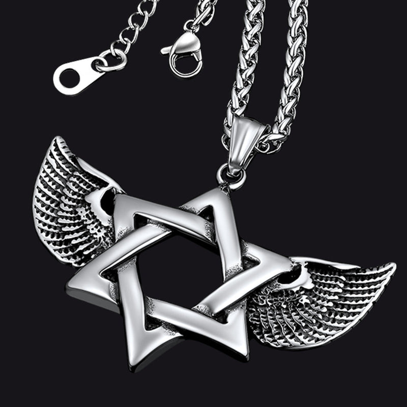 Flash Jewish Star of David Necklace With Wing for