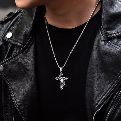 Flash Christian Praying Hands Cross Necklace for