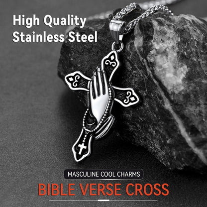 Flash Christian Praying Hands Cross Necklace for