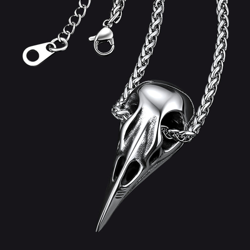 Viking Raven Skull Necklace for